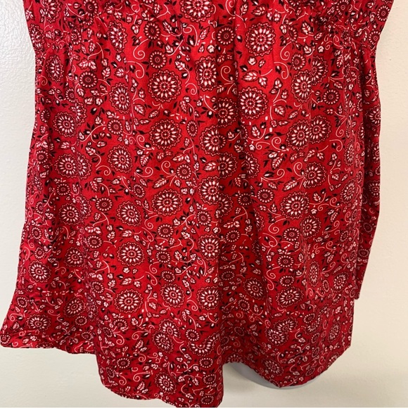 Nick Sarah Y2K Babydoll Red Print Tank Top 1X Western Boho Beach Retro Vacation - Picture 3 of 9